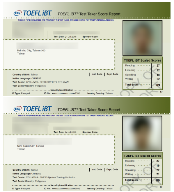 SMEAG TOEFL Result Examples